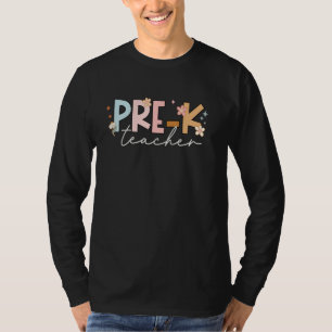 Camiseta Pré-K Vida de Professores Feliz Primeiro Dia da Es