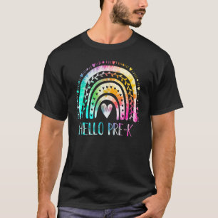 Camiseta Pré K Voltar À Escola Olá Jardim De Infância Tie D