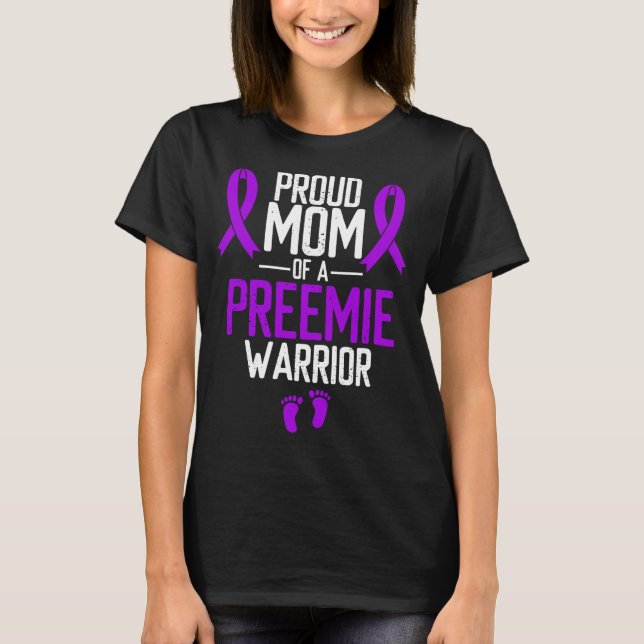Camiseta Pré-maturidade Sensibilização Purple Orgulhosa Mãe (Frente)