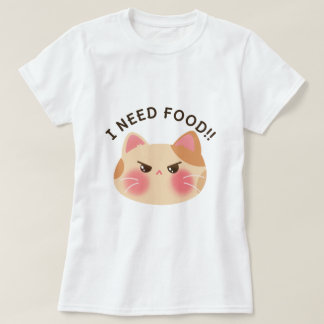 Camiseta Preciso De Comida! Gato Bravo E Irado
