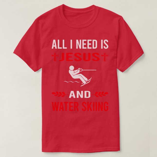 Camiseta Preciso De Jesus E Água Esquiando Waterski (Frente do Design)
