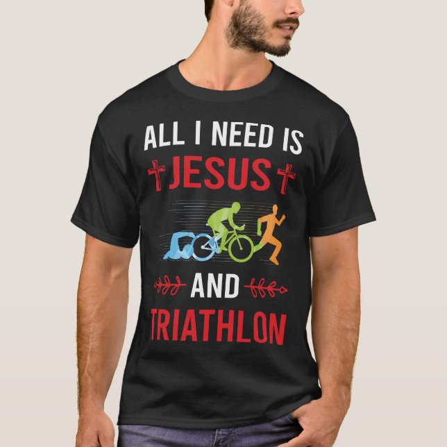 Camiseta Preciso de Jesus Triathlon Triathlete (Frente)