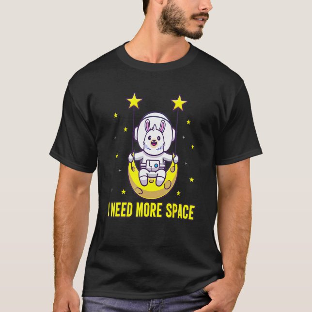 Camiseta Preciso De Mais Espaço Astronauta Lama Alpaca Tee (Frente)