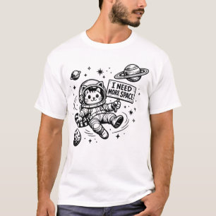 Camiseta Preciso de Mais Espaço Gato Astronauta Engraçado