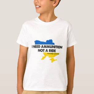 Camiseta Preciso de Munição Não de Carona Bandeira da Ucrân