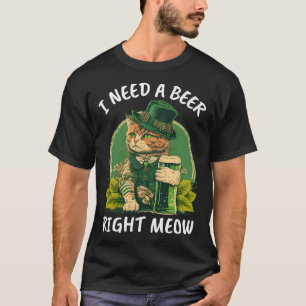 Camiseta Preciso de uma Cerveja Direita, Gato Irlandês de C
