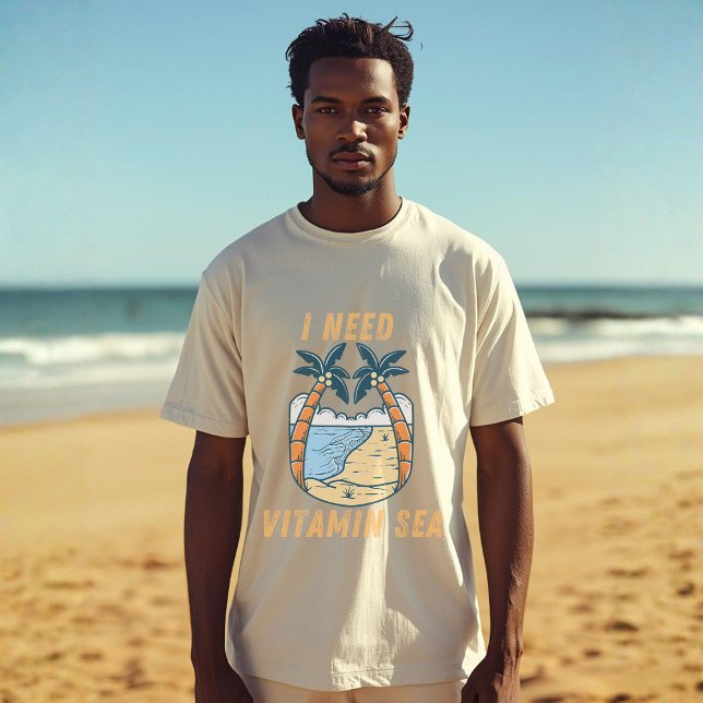 Camiseta Preciso do Mar como uma Vitamin  | Citação de Aman (Criador carregado)