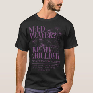 Camiseta Preciso Oração Toque Meu Ombro Floral Cristão Em