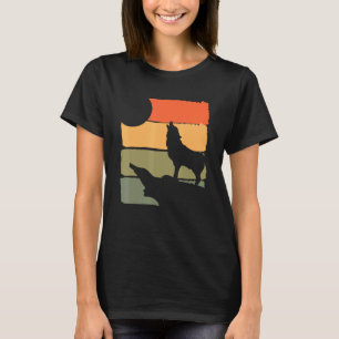 Camiseta Predador da Floresta Lobo Uivando Animal Lobo Retr