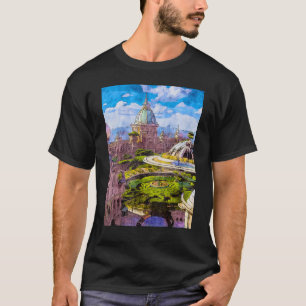 Camiseta Prédios de arquitetura desenhados à mão Plantas Co