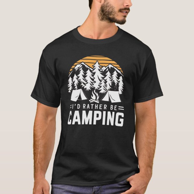 Camiseta Preferencialmente Estaria Acampando (Frente)