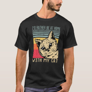 Camiseta Preferencialmentes Id Estarão Em Casa Com Meu Gato