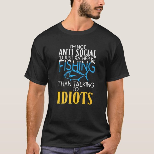 Camiseta Prefiro Pescar a Falar com Idiotas Caça F (Frente)