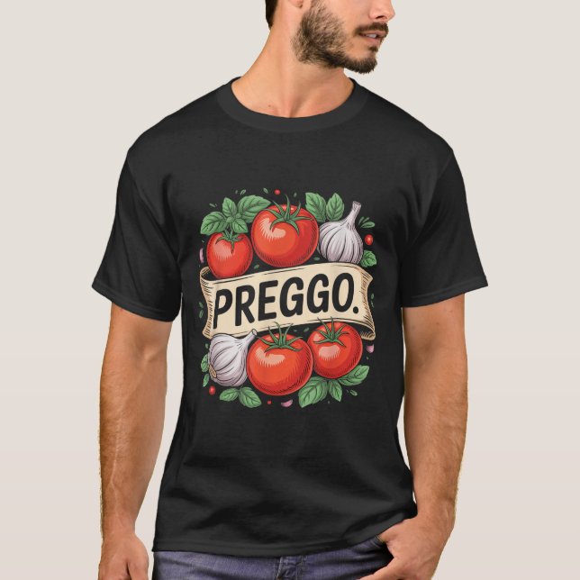 Camiseta Pregnancy Announcement Prego Pasta Sauce Funny Pre (Frente)