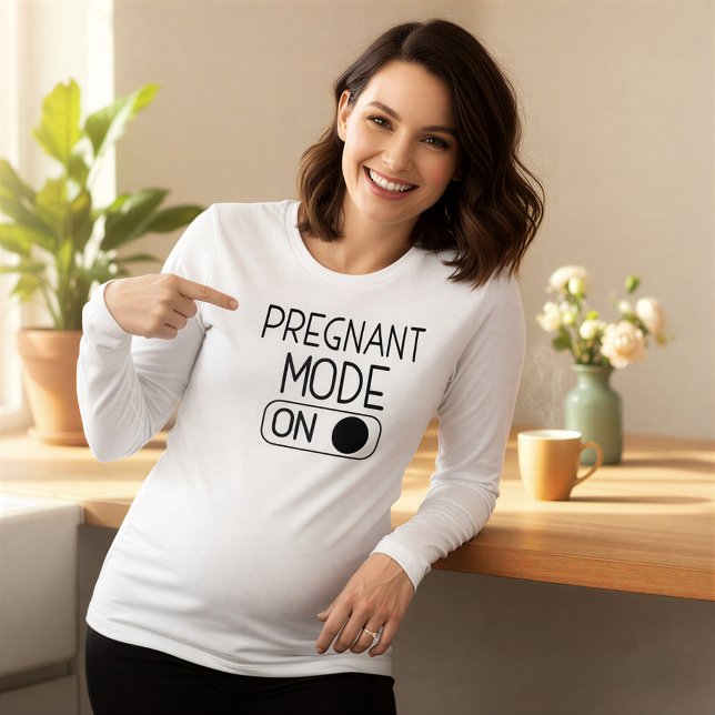 Camiseta "Pregnant Mode On" Baby Announcement | Maternity (Criador carregado)