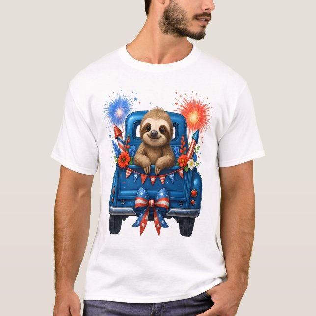 Camiseta Preguiça 4 de Julho EUA (Frente)