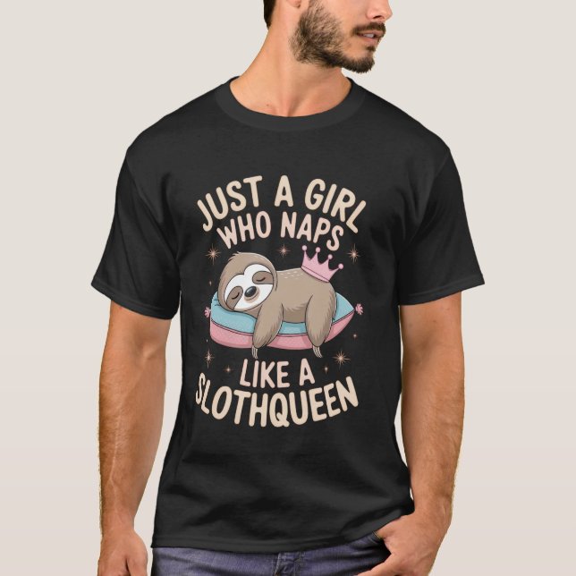Camiseta Preguiça Adormecida com Arte da Coroa (Frente)