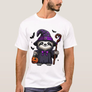 Camiseta Preguiça Assustadora de Halloween Bruxa Chapéu Fan