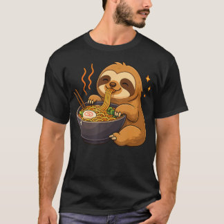 Camiseta Preguiça Com Macarrão Ramen Kawaii
