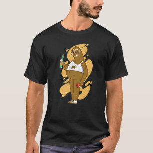 Camiseta Preguiça Com Raquete De Tênis De Mesa Cerveja Mesa