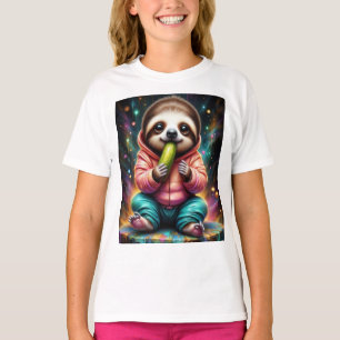 Camiseta preguiça come um picles desenho animado fofo