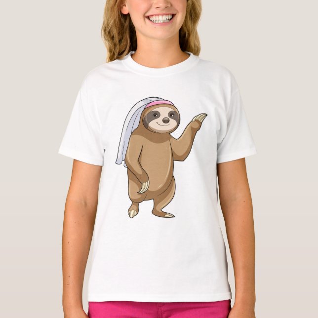 Camiseta Preguiça como Noiva com Véu (Frente)