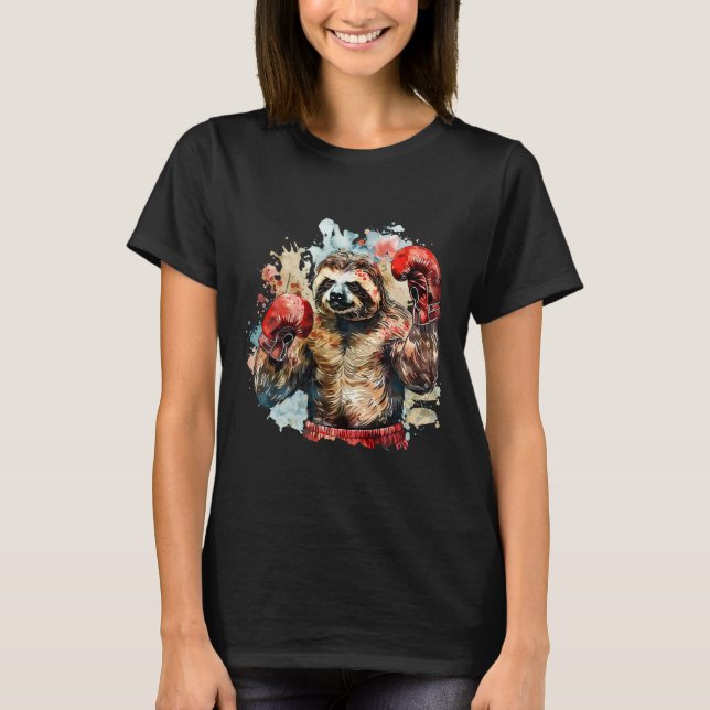 Camiseta Preguiça de Boxeador Com Luvas de Boxe Kickboxing  (Frente)