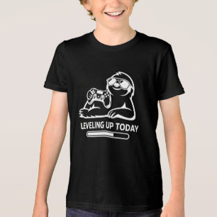 Camiseta Preguiça de Jogos de Aniversário Subindo de Nível 