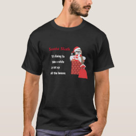 Camiseta Preguiça de Natal com Saco na Chaminé com luzes de