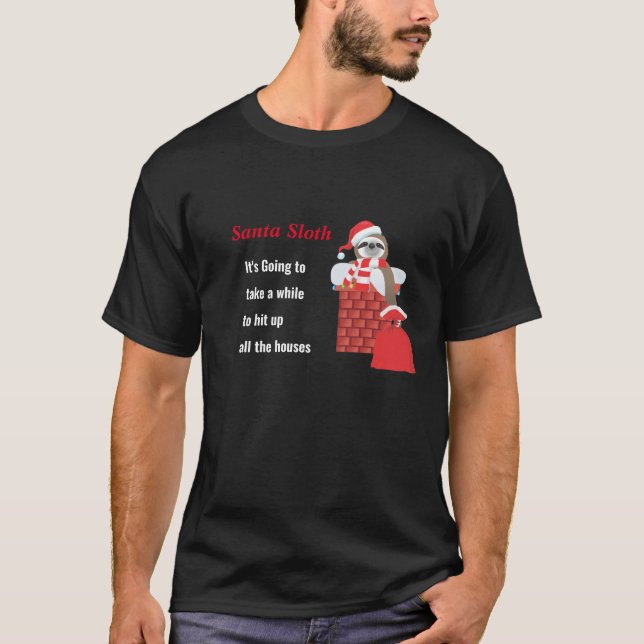 Camiseta Preguiça de Natal com Saco na Chaminé com luzes de (Frente)