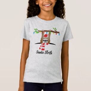 Camiseta Preguiça de Natal do Papai Noel Pendurada em um Ga