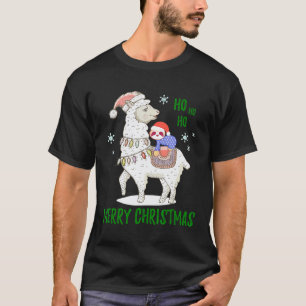 Camiseta Preguiça De Natal Montando Lhama De Papai Noel Fel