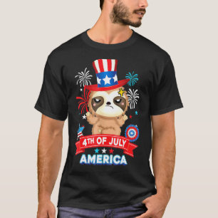 Camiseta Preguiça do dia 4 de julho Patriótico Preguiça do