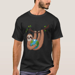 Camiseta Preguiça do Dia da Terra Abraçando o Planeta Eco-F