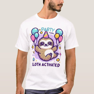 Camiseta Preguiça do Modo Festa Ativada Balão de Aniversári