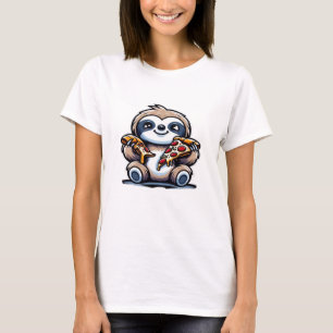 Camiseta Preguiça engraçada comendo Pizza, Amante de Animai
