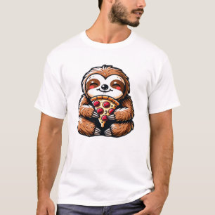 Camiseta Preguiça engraçada comendo Pizza, Amante de Animai