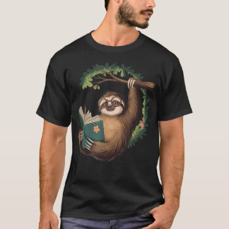 Camiseta Preguiça Engraçada Lendo Um Livro Preguiça Preguiç