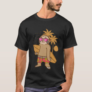 Camiseta Preguiça engraçada na praia com prancha de surfe p