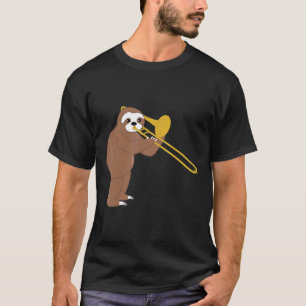 Camiseta Preguiça Engraçada Tocando Música de Brass Trombon
