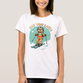 Camiseta Preguiça Esquiando - Divertido Esqui de Preguiça V