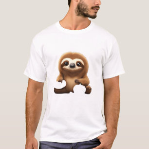 Camiseta Preguiça Fofa com Abóbora Ilustração Vetorial de C