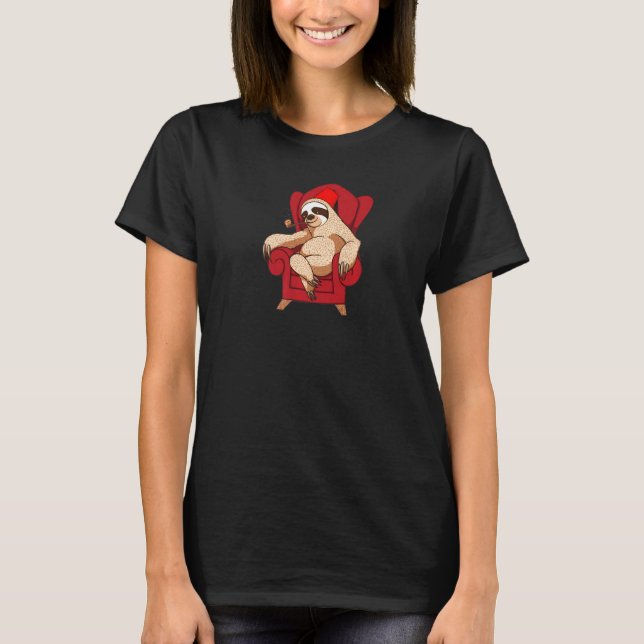Camiseta Preguiça Fofa Com Um Cachimbo De Fumar Na Poltrona (Frente)