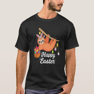 Camiseta Preguiça fofa feliz com orelhas de coelho & Caça a