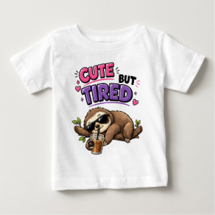 Camiseta Preguiça fofa mas cansada com café com gelo