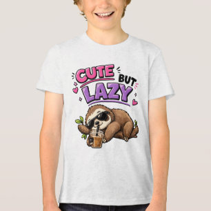 Camiseta Preguiça fofa mas preguiçosa com café gelado