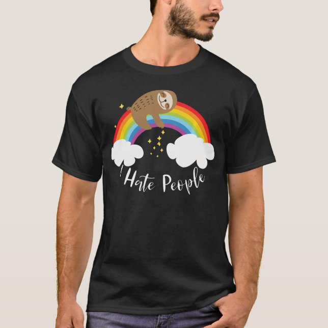 Camiseta Preguiça Fofa - Odeio Pessoas (Frente)