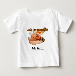 Camiseta Preguiça Fofa Pendurada Adicione sua Foto e Text