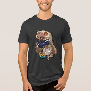 Camiseta Preguiça Gamer Divertida Jogando Jogos de Console