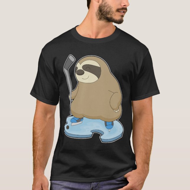 Camiseta Preguiça Hóquei no gelo Taco de hóquei no gelo (Frente)